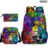 Popular Cool Geometry Dash 3D Printed 3pcs/Set Pupil School Bags Laptop Daypack Backpack Inclined Shoulder Bag Pencil Case