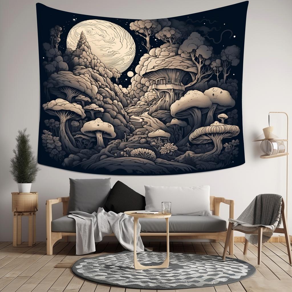Boho Glow In the Dark Mushroom Tapestry for Living Room Bedroom Tapestry Home Wall Decor