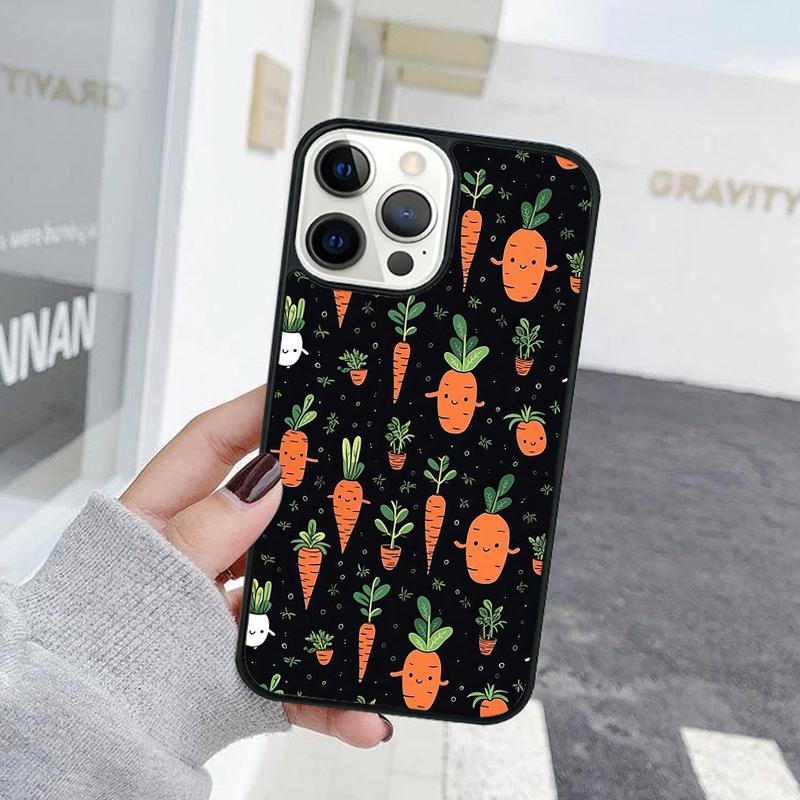 Cute Cartoon Carrot Pattern Phone Case For iPhone 17 Air 15 16 Cover  11 13 14 Pro Max 12 Plus Max Fundas