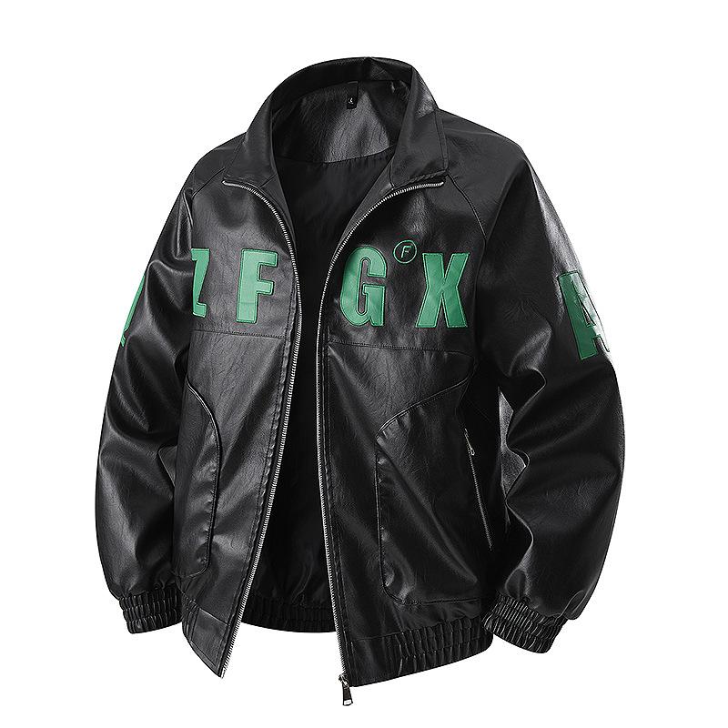 

Men s Leather Jacket, Men s Loose Jacket, Spring and Autumn Motorcycle Suit M чорний