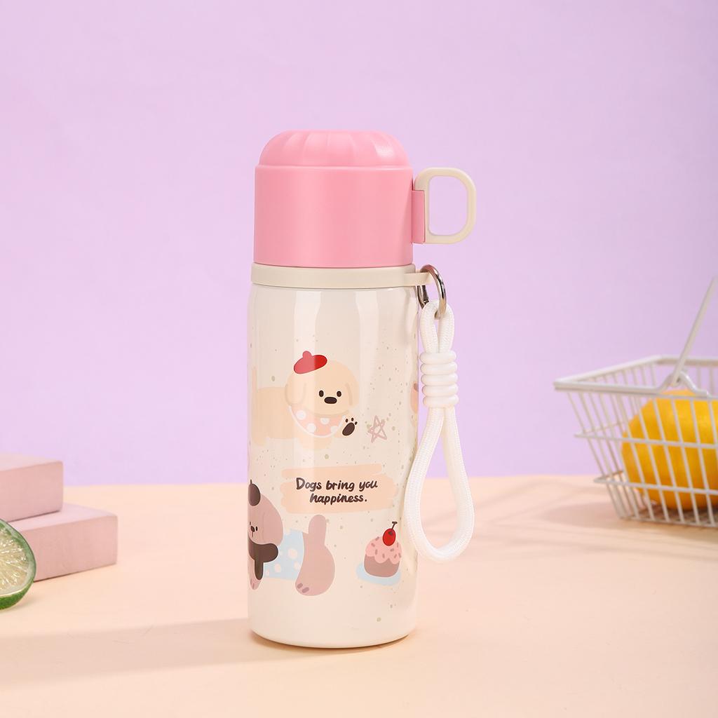 High-value Stylish Dual-drink Children's Cup 316 Stainless Steel Vacuum Insulated Cups Cute Cartoon Portable Straw Cup Bottle