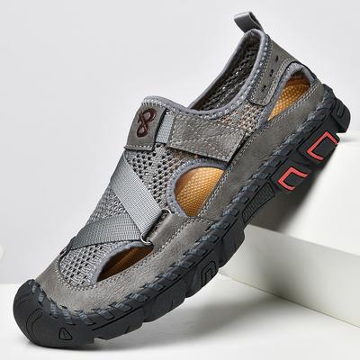 Sandals Men's Tide Summer New Style Leather Toe Cap Outdoor Leisure Sports Hollow Sandals Beach Shoes