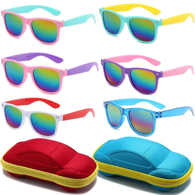 Kids Cartoon Sunglasses Cute Square Frame UV Protection Sun Glasses Boys Girls Retro Outdoor Eyewear Shades