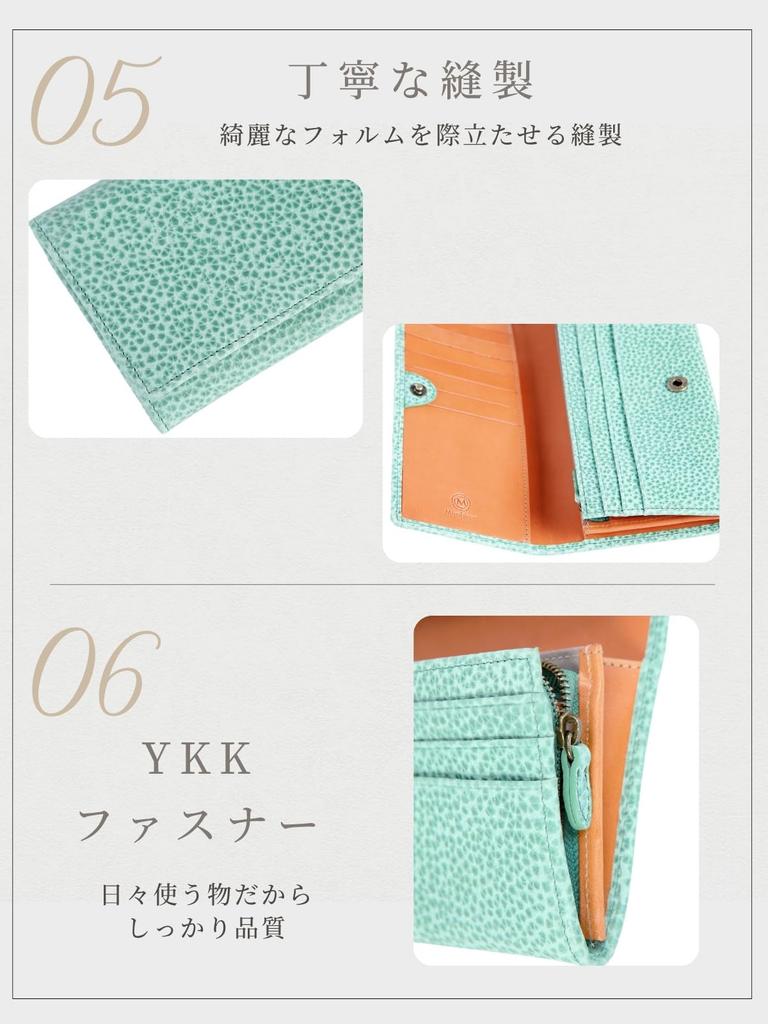 Miyabinno Women's Long Wallet, Genuine Leather, Large Capacity, 13 Card Slots, Easy-to-Use Coin Purse, Italian Cowhide Leather, YKK Zipper,