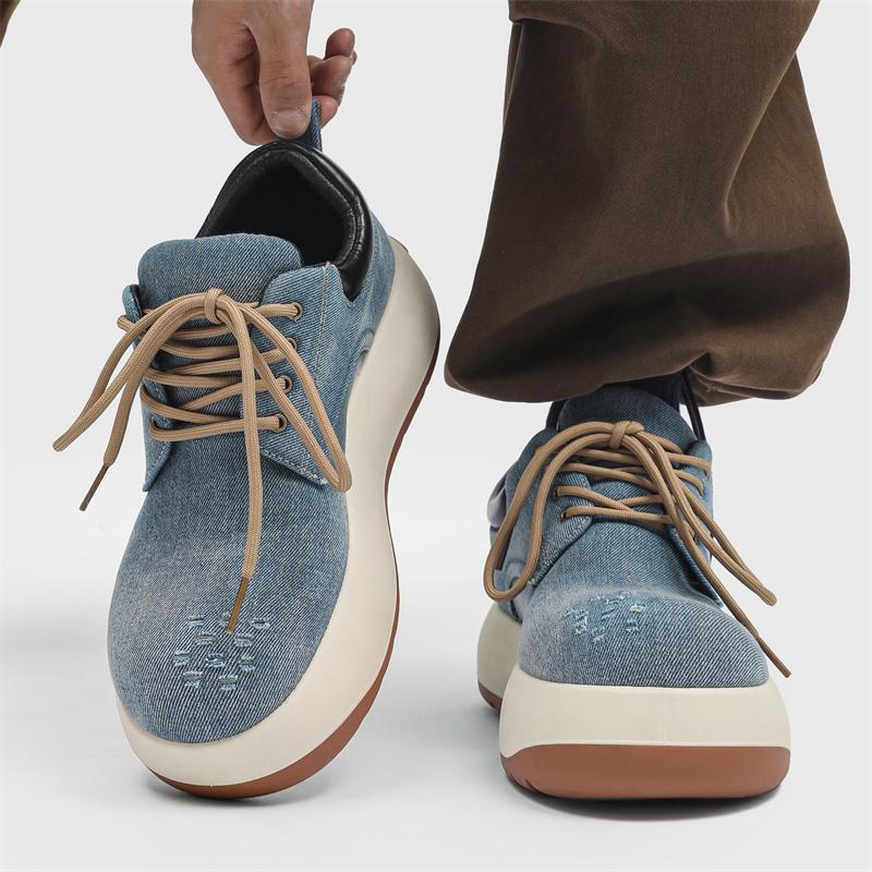 

Новая мужская обувь низкие кеды деним ниша большая голова маленькие кожаные туфли 44 синий