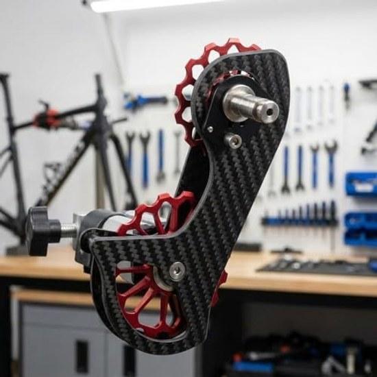 Carbon Fiber Rear Derailleur Bicycles Equipped Ceramic Pulleys Replacement Part Road Bikes Stable Gear Shifting Low Rolling Resistance.