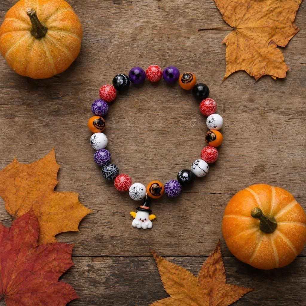 Pet Halloween Beaded Collar with Random Color Beads for Dogs Cats Festival Party