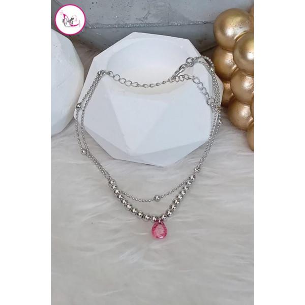 

Стальной двухрядный ножной браслет с цветным камнем 26 см Renk Sarı