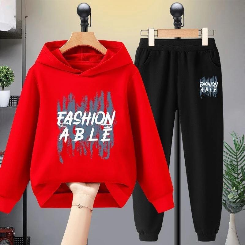 Autumn/Winter Children's Sports Suit, Simple Letter Print, Minimalist Casual Set for Boys and Girls, Christmas Gift