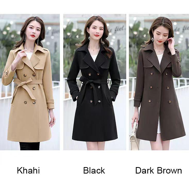 Dámský středně dlouhý trenčkot Dámský jarní a podzimní korejský styl Dvouřadový Slim Fit Overoat pro ženy