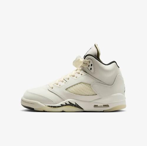 Air Jordan 5 V Retro GS Sail Coconut Milk Black Big Kids Youth FQ3682-100