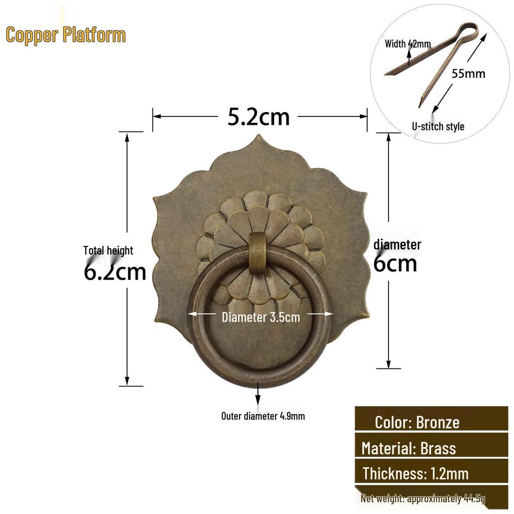 Antique Style Pure Copper Hexagonal Handle for Cabinets & Drawers - Retro Chinese Hardware Accessory