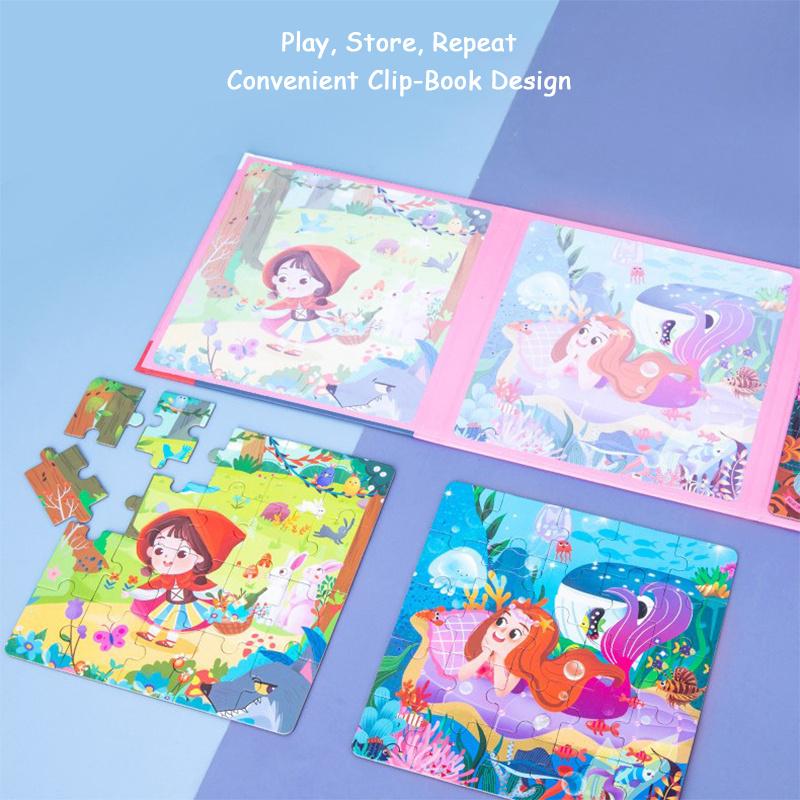 Magnetická zvířátka a vozidla puzzle set pro batolata - Progresivní 5-fázové výukové desky se scénami s velkými dílky