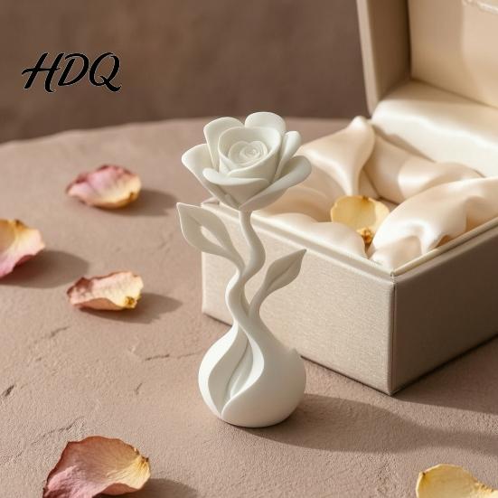 Fake Flower Ornaments 3D Printed Artificial Ornaments Matte White Rose Figurine