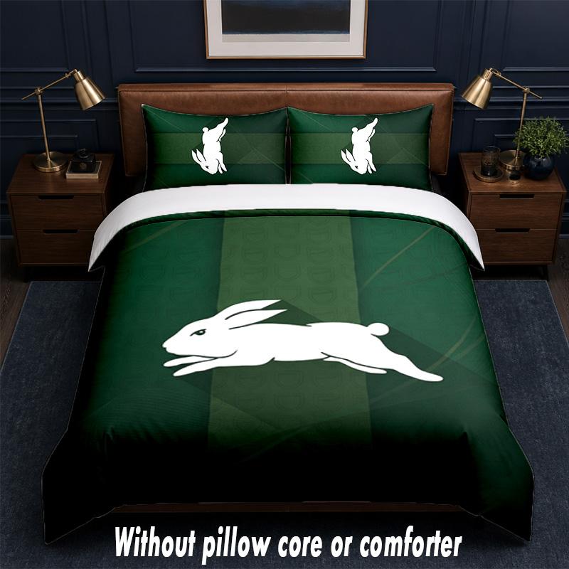 South Sydney Rabbitohs Design Set Biancheria da Letto 1 Copripiumino + 2 Federe Morbido Traspirante Biancheria da Letto per la Casa