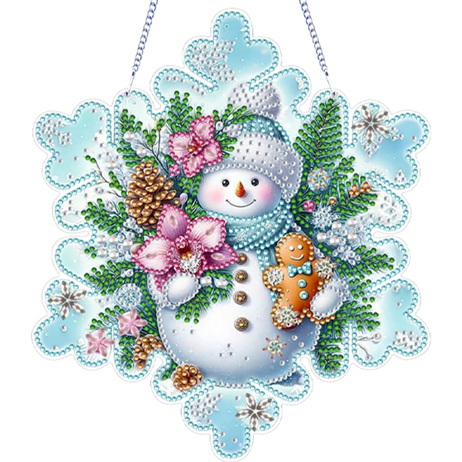 Special Shape Diamond Art Pendant Winter Snowflake 2D Flat DIY Rhinestone Diamond Art Window Pendants Wall Door Decoration
