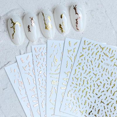 2023 Rose Gold 3D Nail Art Stickers - Self-Adhesive Throwing Ball Pattern Decals