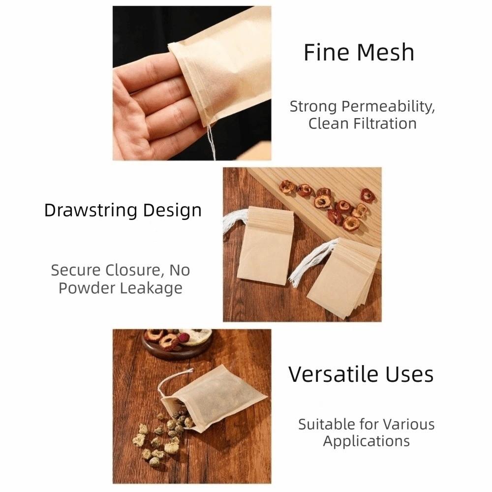 100 pieces/set Empty Drawstring Teabags Tea Filter Bags  Boiling Braised Ingredients
