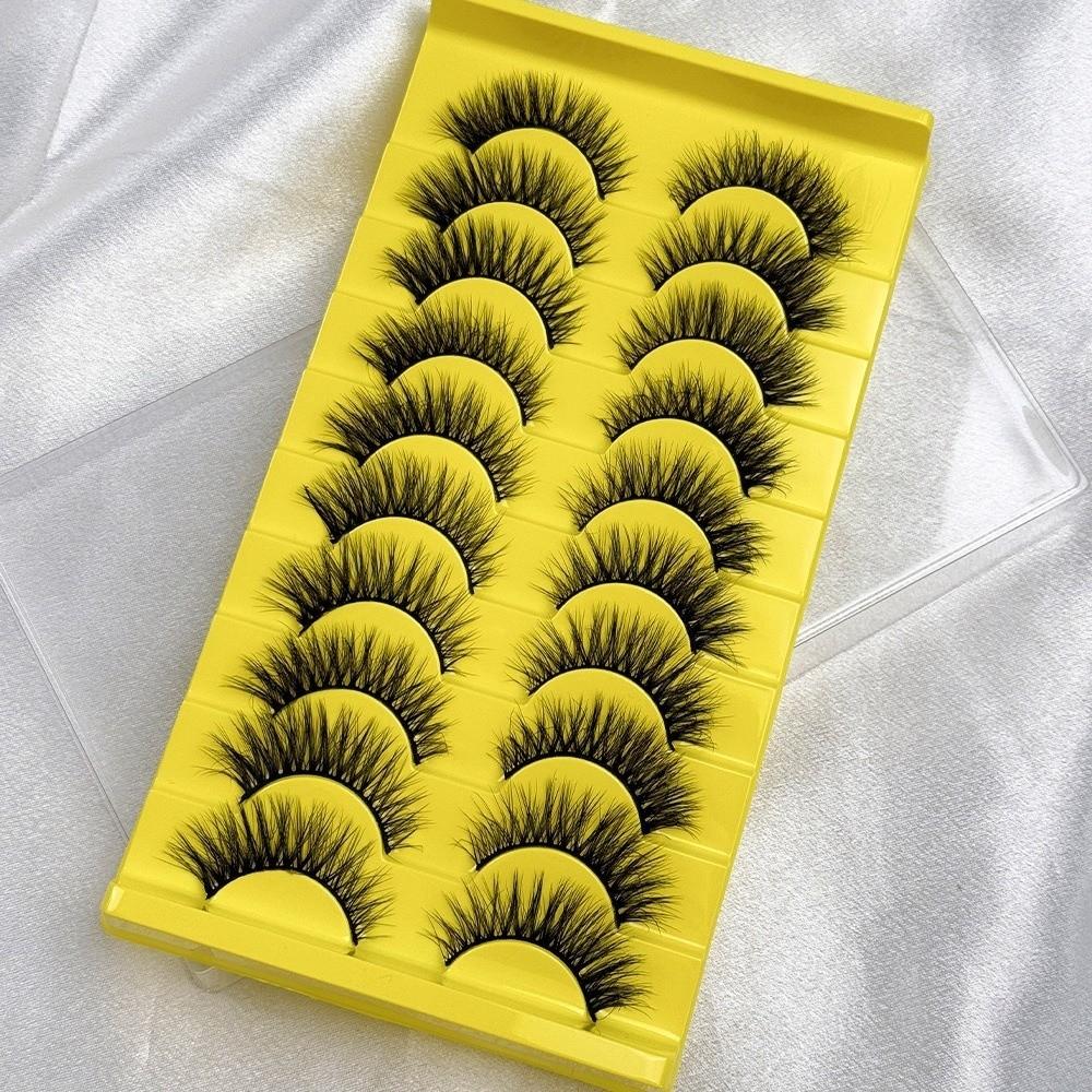 10Pairs Soft Fluffy Half Lashes HandMade Cat Eye Lashes Reusable Faux Cils  Eye Makeup Tools