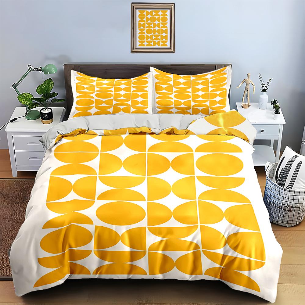 Geometrische gelbe Formen. Bettwäsche Bettbezug-Sets Bettbezüge Kissenbezüge Geschenke (1 * Bettbezug 2 * Kissenbezüge, ohne Bettdecke)