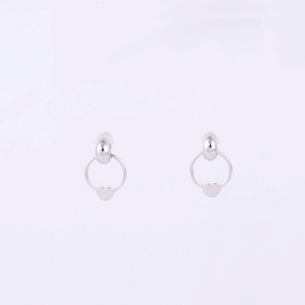S925 Silver Needle Women's Heart & Round Stud Earrings - Cute Mini Ear Drops