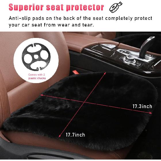 Sheepskin Car Seat Cushion, Comfortable Soft Fur Wool Auto Front Seat Cover, Vehicle Seat Protector Pad For Warm Winter Office Chair, Universal Decor
