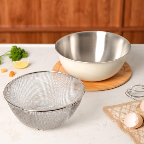 Stainless Steel Drain Basket Set with Lid Multi-Purpose Vegetable Salad Bowl Large Fine Mesh Kitchen Colander for Fruits Rice Washing