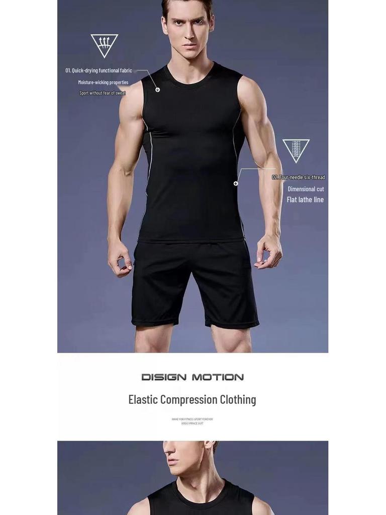 Men's Quick-Dry Sleeveless Compression Tank for Fitness and Basketball