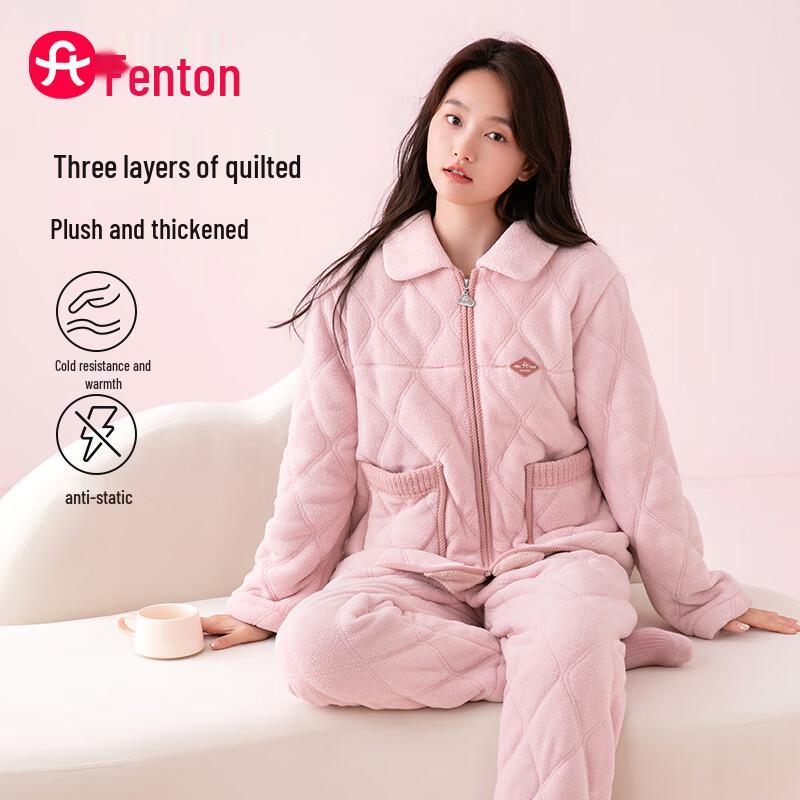 Fenteng Women s Warm Winter Plush Pajama Set M