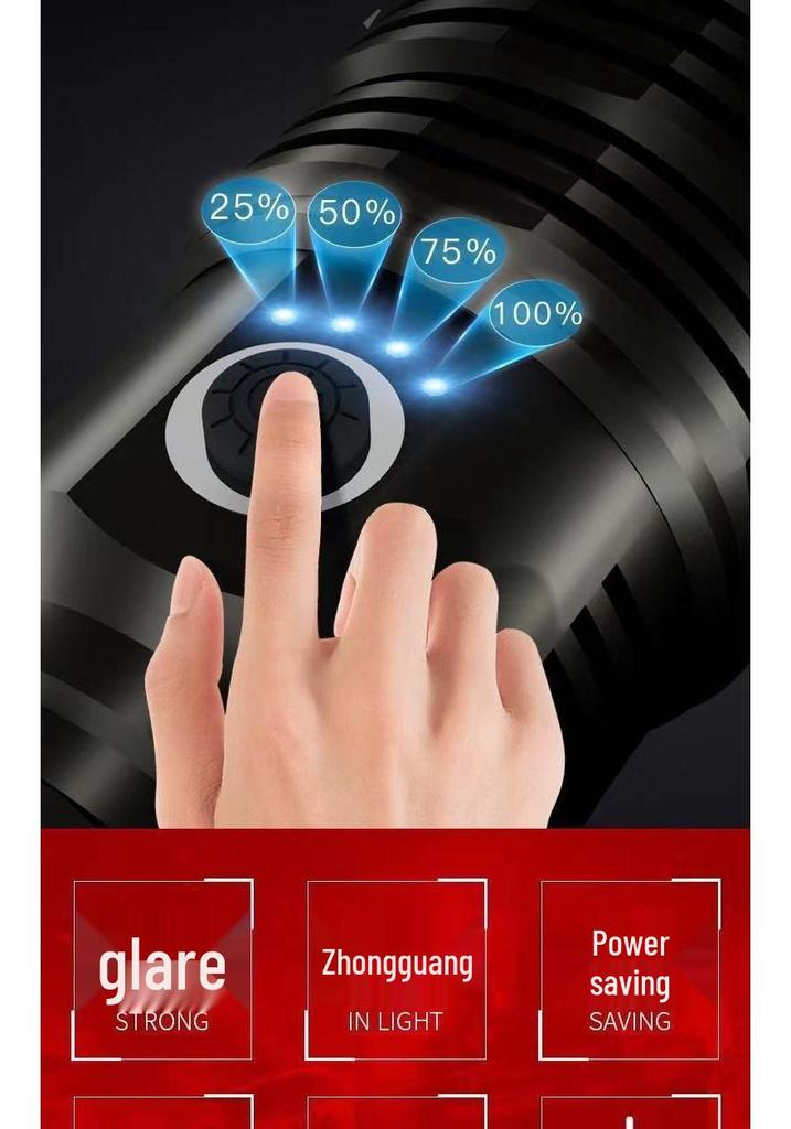 High Brightness P50 Telescopic Zoom Multi-functional Outdoor Emergency Flashlight
