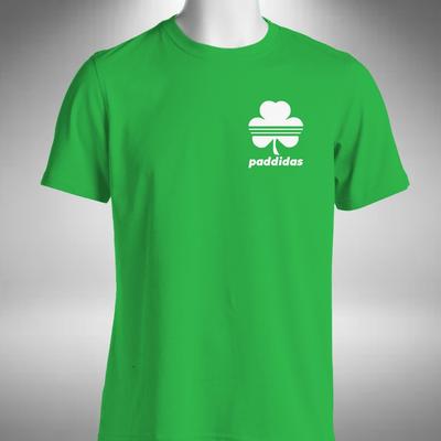 Paddidas T-Shirt Funny Saint Patrick's Day Ireland Clover Leaf Heart Logo