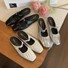  flatbottomed bag head and half slippers for women, silver single shoes, softsoled shoes, wide fat feet, large size women's shoes
