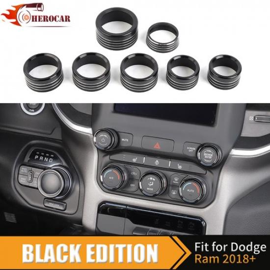 Headlight AC Radio Switch Knob Ring Cover For Dodge RAM 1500 19+ Black Interior