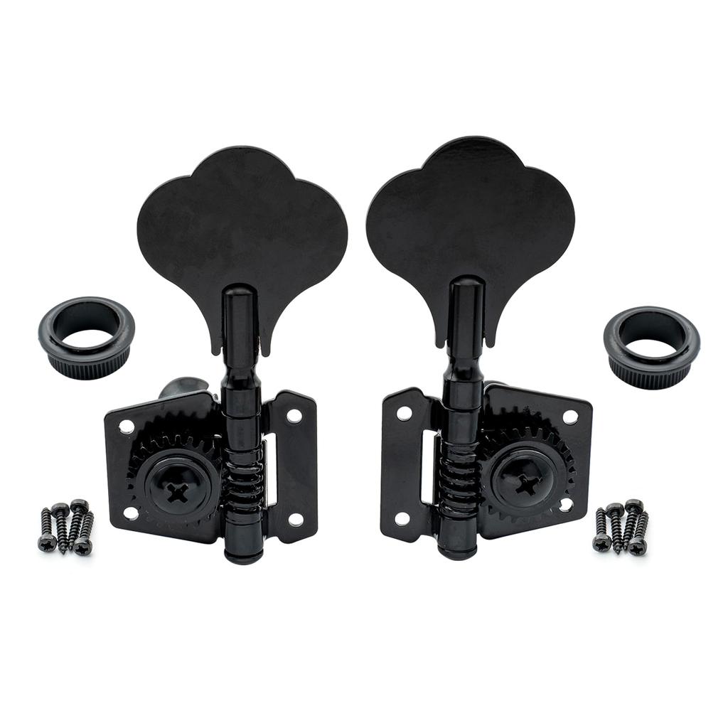 Musiclily Basic R2 Open Gear Bass Tuners for Electric Black L2+ 4-String Ibanez-Style Basses,