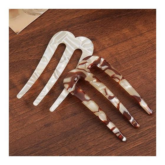 2er Set U-förmige Haarkämme für elegante Hochsteckfrisuren, Sichere Haarstäbchen für französische Zöpfe & Pferdeschwänze, Langlebige Acryl-Haarnadeln für alle Haartypen,