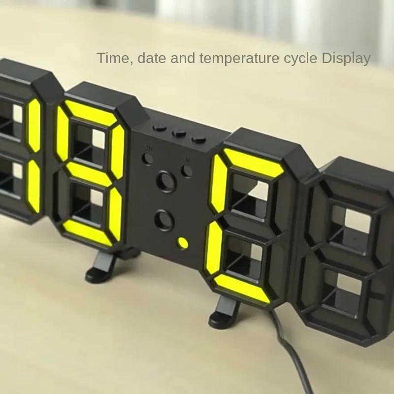 Electronic Digital Wall Clock Living Room Bedroom Decoration Decor Watches Home and Decoration Led Modern Alarm Interior Desk