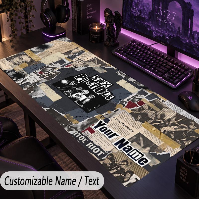 Large Mouse PadSex Pistols Custom Name Text Personalized Desk Mat Non Slip Gaming Pad