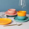 Matte Ceramic 4-Piece Shallow Plate Set: Creative Steak & Breakfast Plates for Western Cuisine.