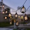 5M-12M Solar Camping Lantern String Lights Mini Kerosene Lamp 8 Modes For Indoor And Outdoor Garden Holiday Decoration Battery Power 2M/3M/5M
