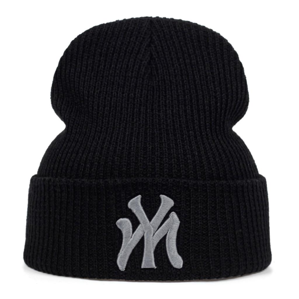 Unisex Letter Embroidery Knitted Hat Cycling Warm Beanies Caps Spring Autumn Outdoor Sport Travel for Women Men