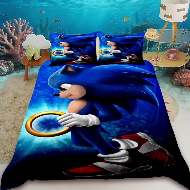Teens Sonic Duvet Cover Set Hedgehog Cartoon Bedding Set 1 Quilt Cover Bedroom Dormitory Decor Best Gifts