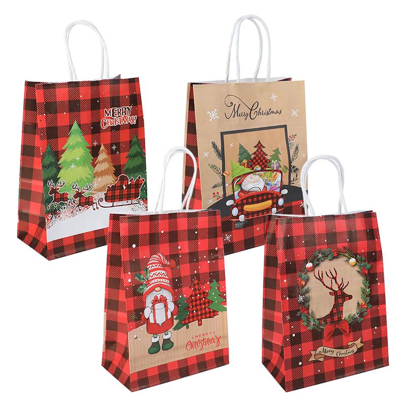 

4/12 шт. рождественские подарочные пакеты из крафт-бумаги рождественские сувениры для вечеринок упаковка для печенья конфеты сумка Navidad 2025 новогодние украшения принадлежности 4pcs разноцветный