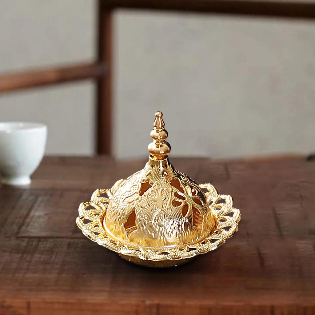 Arabic Incense Burner Candlestick Holder Ornament Metal Censer Cone for Yoga