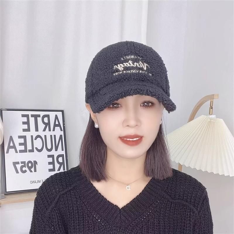 Lamb Plush Baseball Cap Women's Winter New Fashion Versatile Hat Autumn and Winter Fluffy Cap
