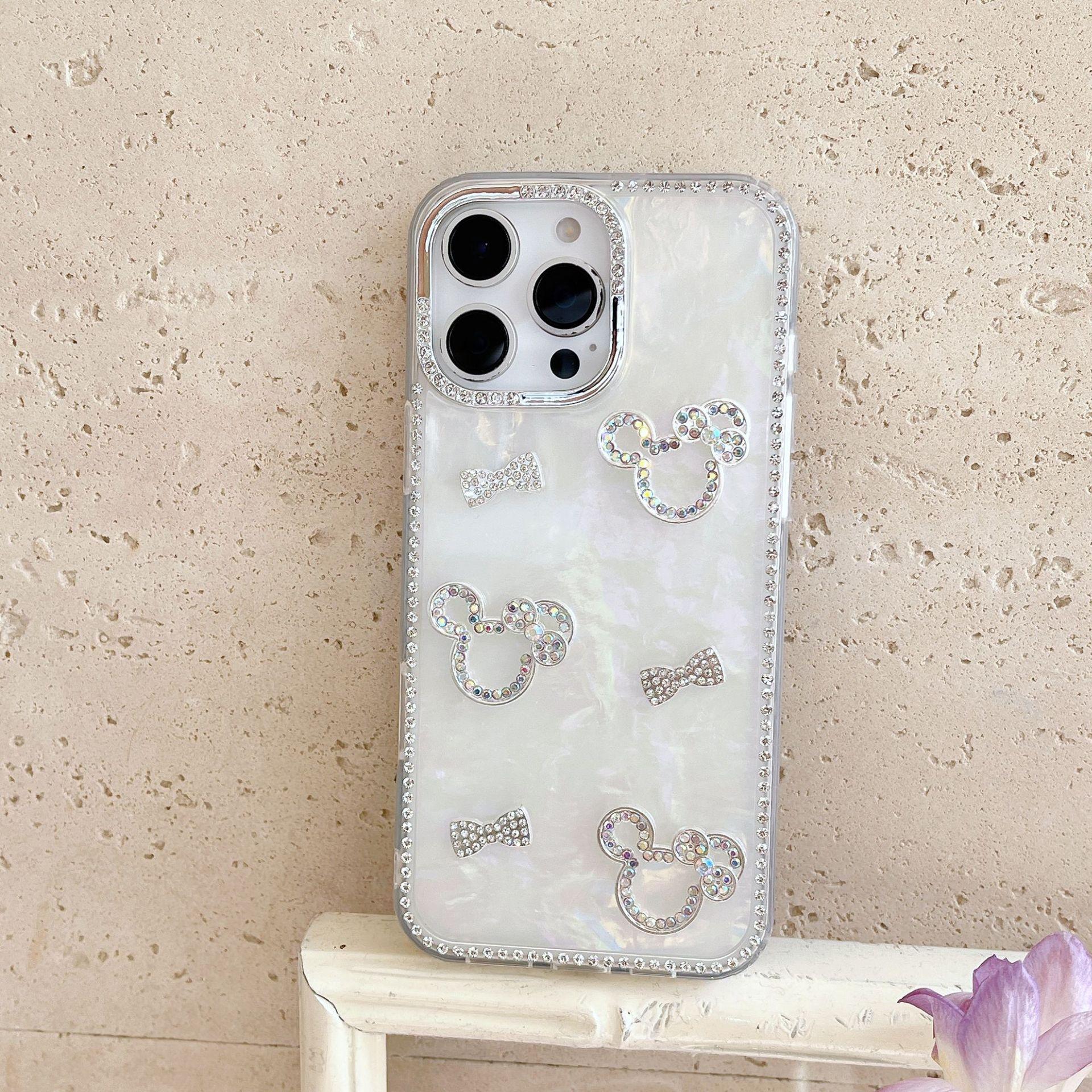 

Подходит для Apple 16Pro Стразы Микки Мобильный Чехол Лазерный iPhone 15 Трехмерный Мультяшный 14 Противоударный Защитный Чехол iPhone11