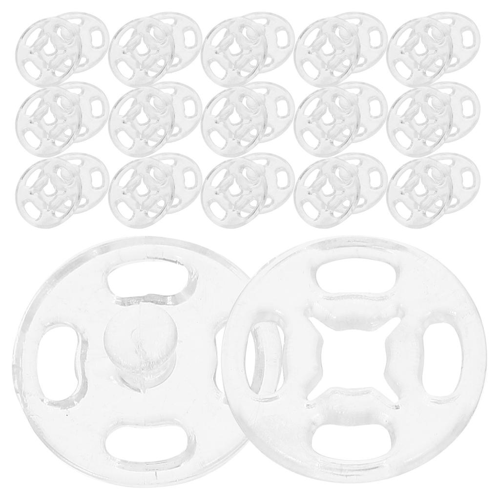 80Sets Plastic Sew-on Snap Buttons Transparent Invisible Snap Fasteners for Sewing Clothes Shirts Jackets Round Clear Closures