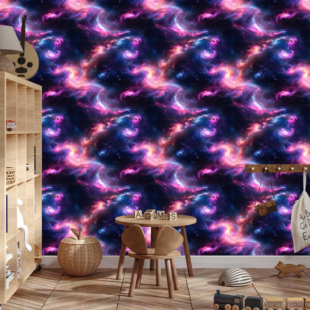 Watercolor Galaxy Wallpaper, Navy Blue and Purple, Purple Background, 50x1000