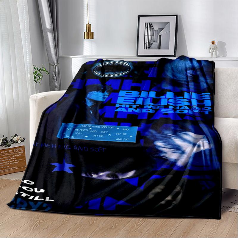 3D Hit Me Hard and Soft Billie Eilish Zpěvačka Měkká flanelová deka na postel, ložnici, pohovku, piknik, přehoz na přikrytí, dárek pro děti