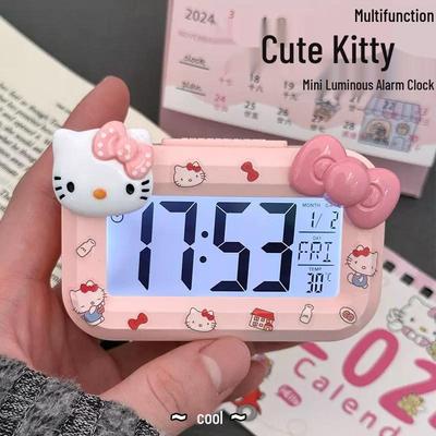 KT Cat Multifunctional Mini Alarm Clock - Quiet, Portable, Desktop or Bedside Use, Perfect for Dorms and Students