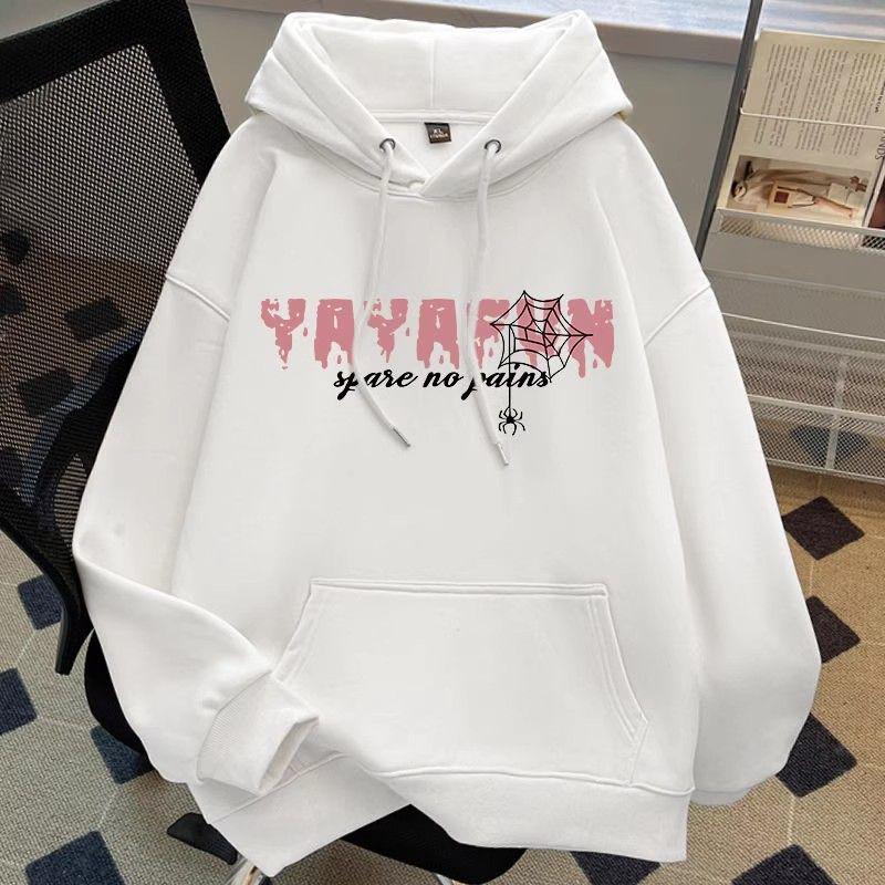Trendy American High Street Spider Print Hooded Sweatshirt for Men & Women - Autumn/Winter Loose Fit.